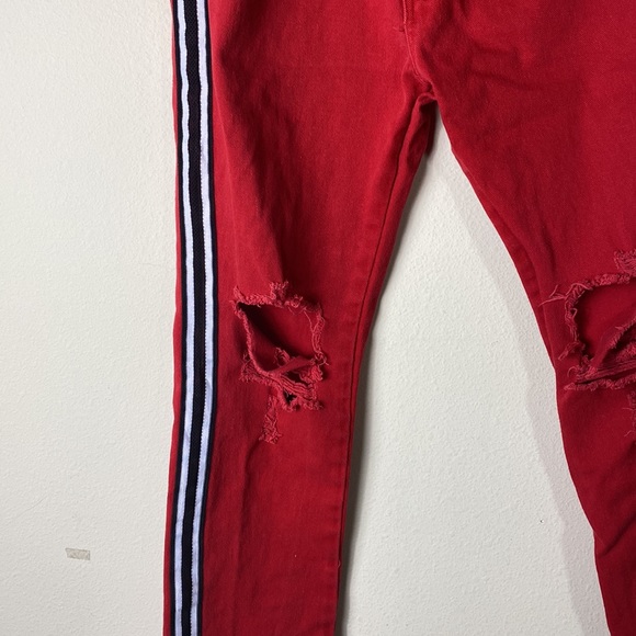 Vintage 90th Scoop Red Distressed Jeans, Size 34x30 - Picture 2 of 5